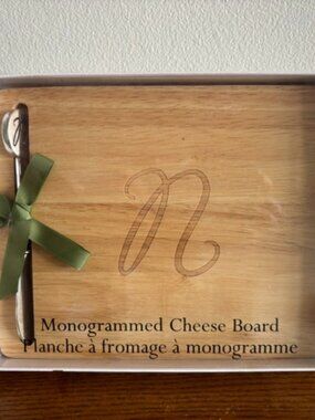 "N" Monogrammed Cheeseboard with Knife from Indigo